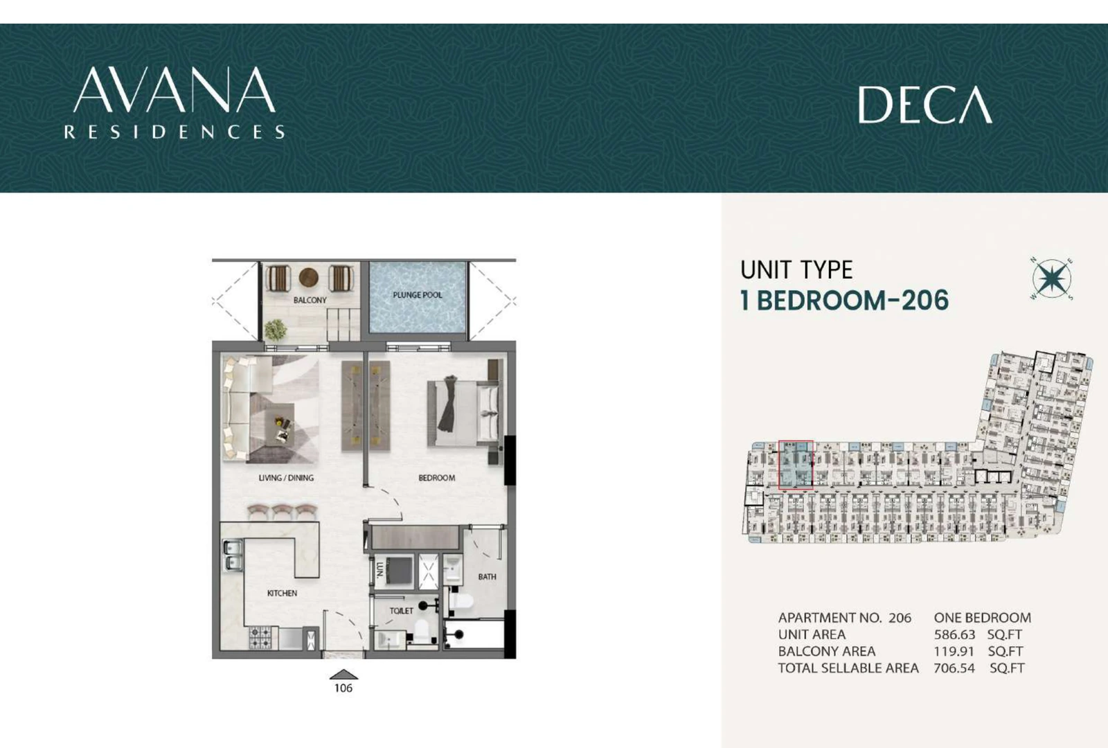 Floor plan for 206
