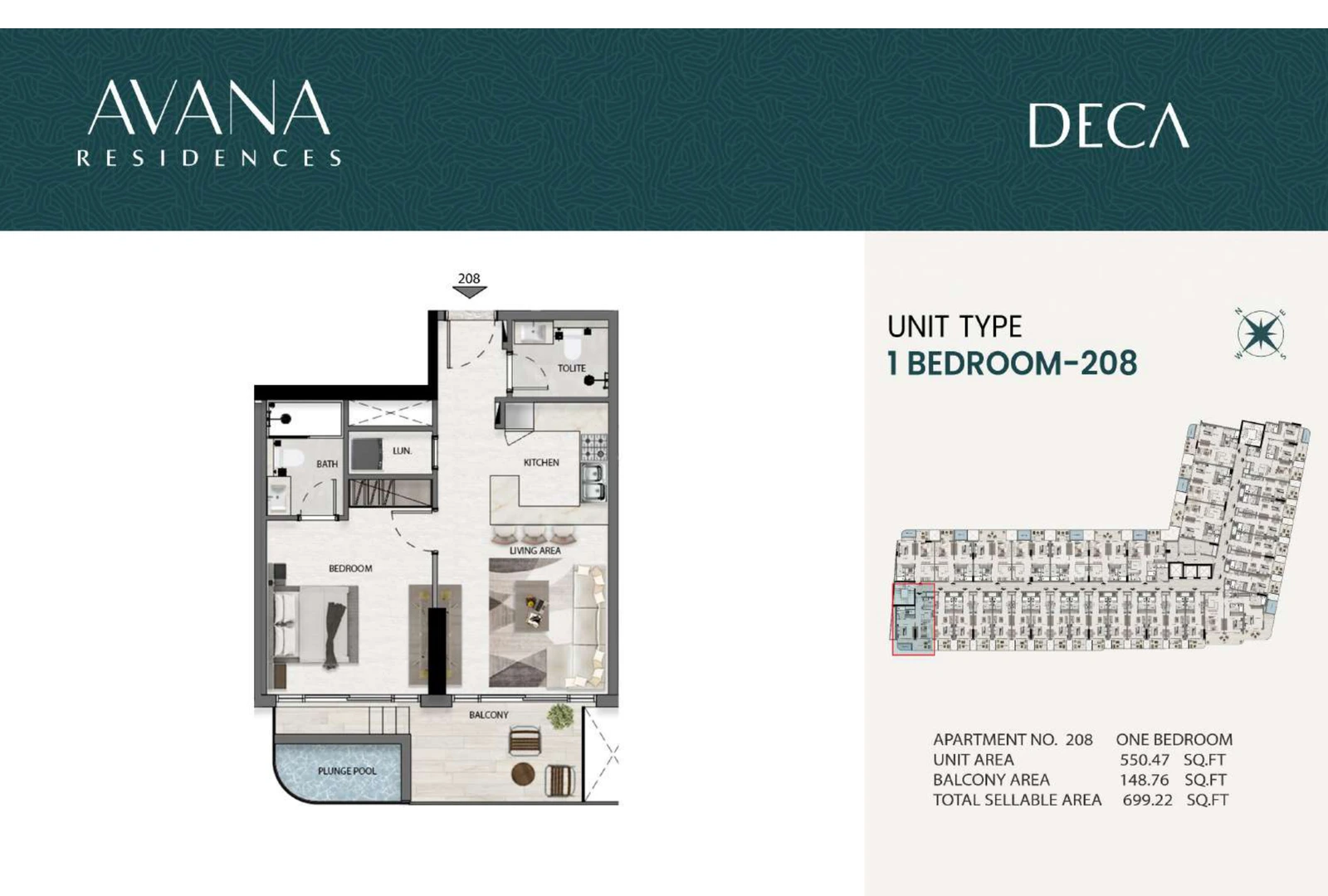 Floor plan for 208