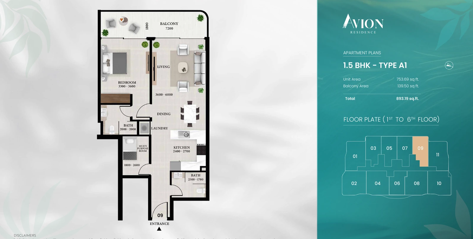 Floor plan for With Multipurpose Room Type A1 - Unit 09