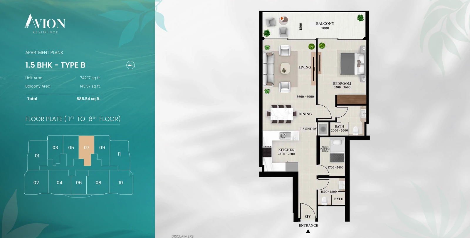 Floor plan for With Multipurpose Room Type B - Unit 07