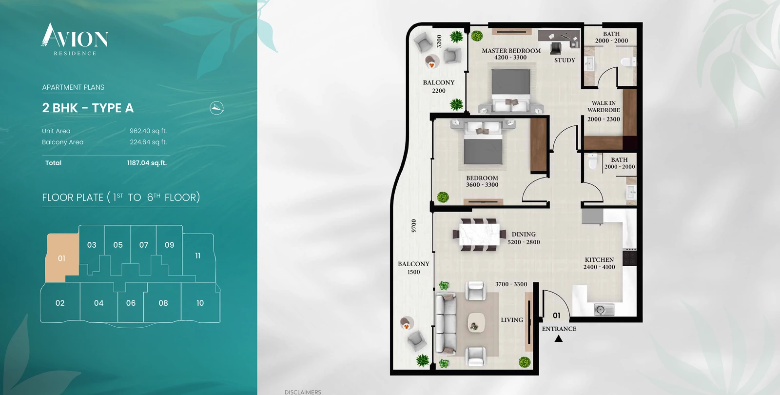 Floor plan for Type A - Unit 01