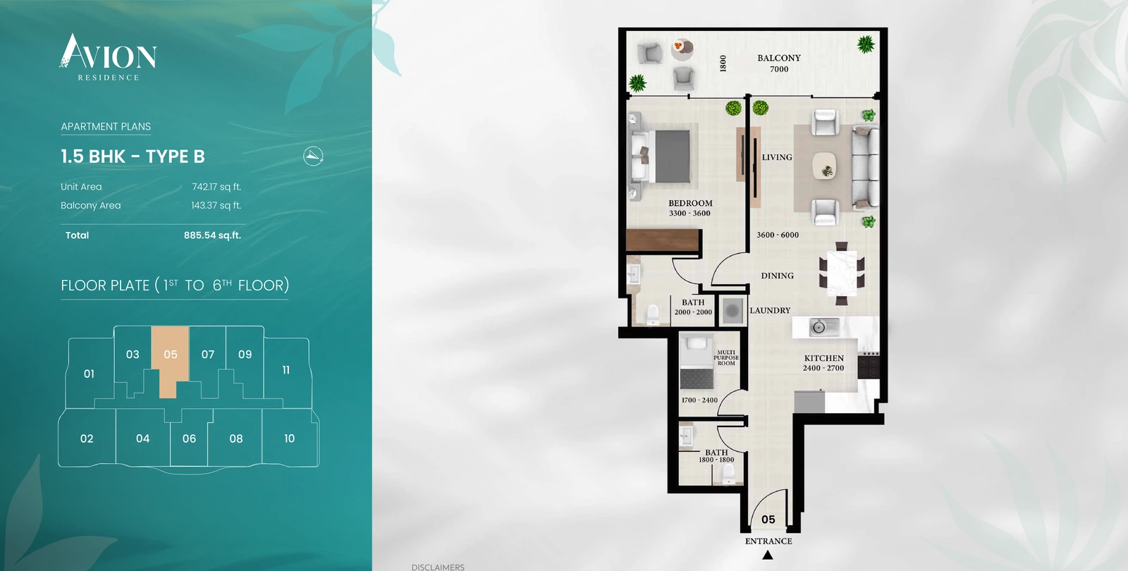 Floor plan for With Multipurpose Room Type B - Unit 05