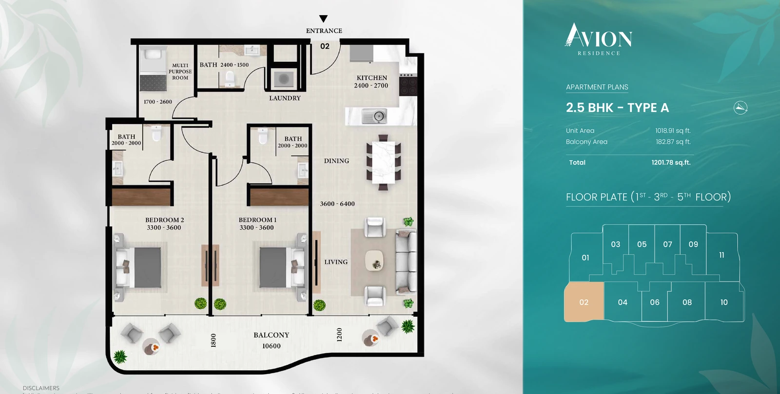 Floor plan for With Multipurpose Room Type A - Unit 02 Odd Floors
