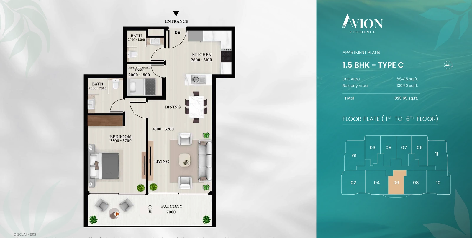 Floor plan for With Multipurpose Room Type C - Unit 06