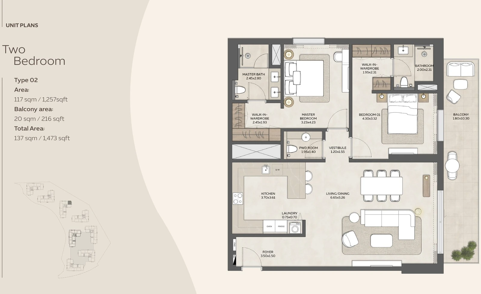 Floor plan for 2 Bedroom Type 02