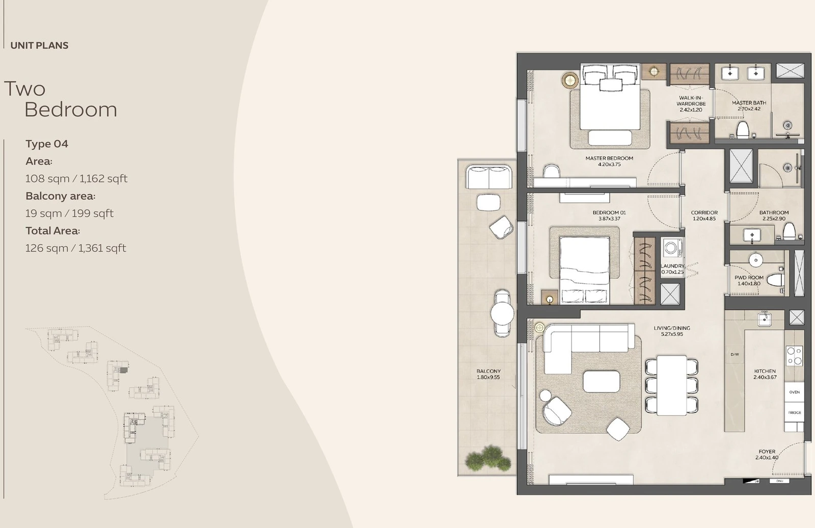 Floor plan for 2 Bedroom Type 04