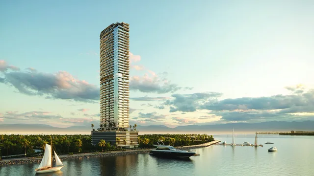 Il Vento waterfront tower and yacht berths in Dubai Maritime City