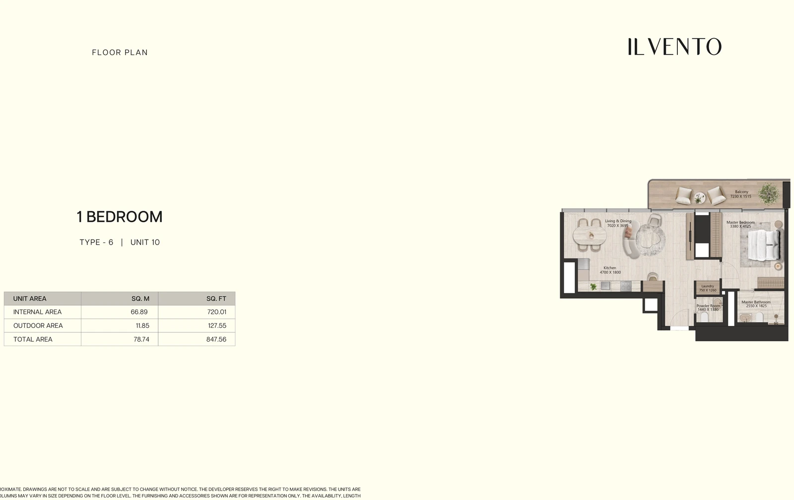 Floor plan for 1 Bedroom Type 6, Unit 10