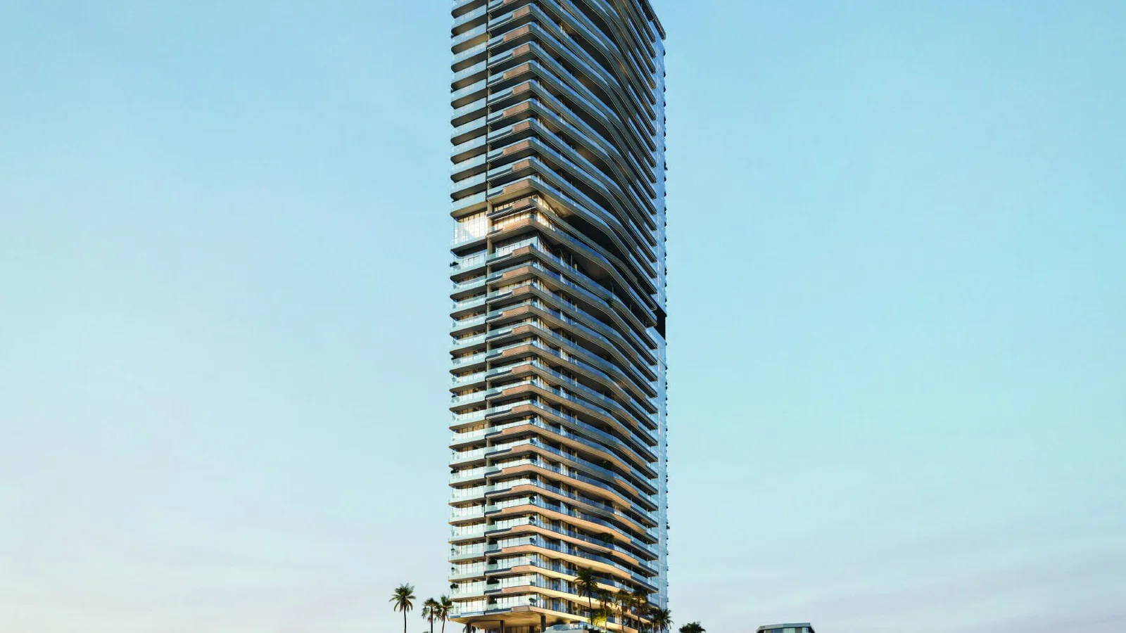 Full-height waterfront elevation of Il Vento