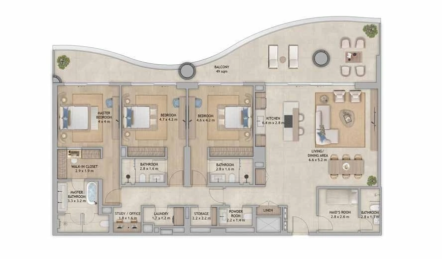 Floor plan for Type 1 + Maid