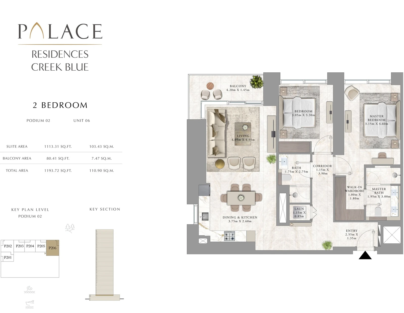 Floor plan for 2 Bedroom - Podium 02 - Unit 06