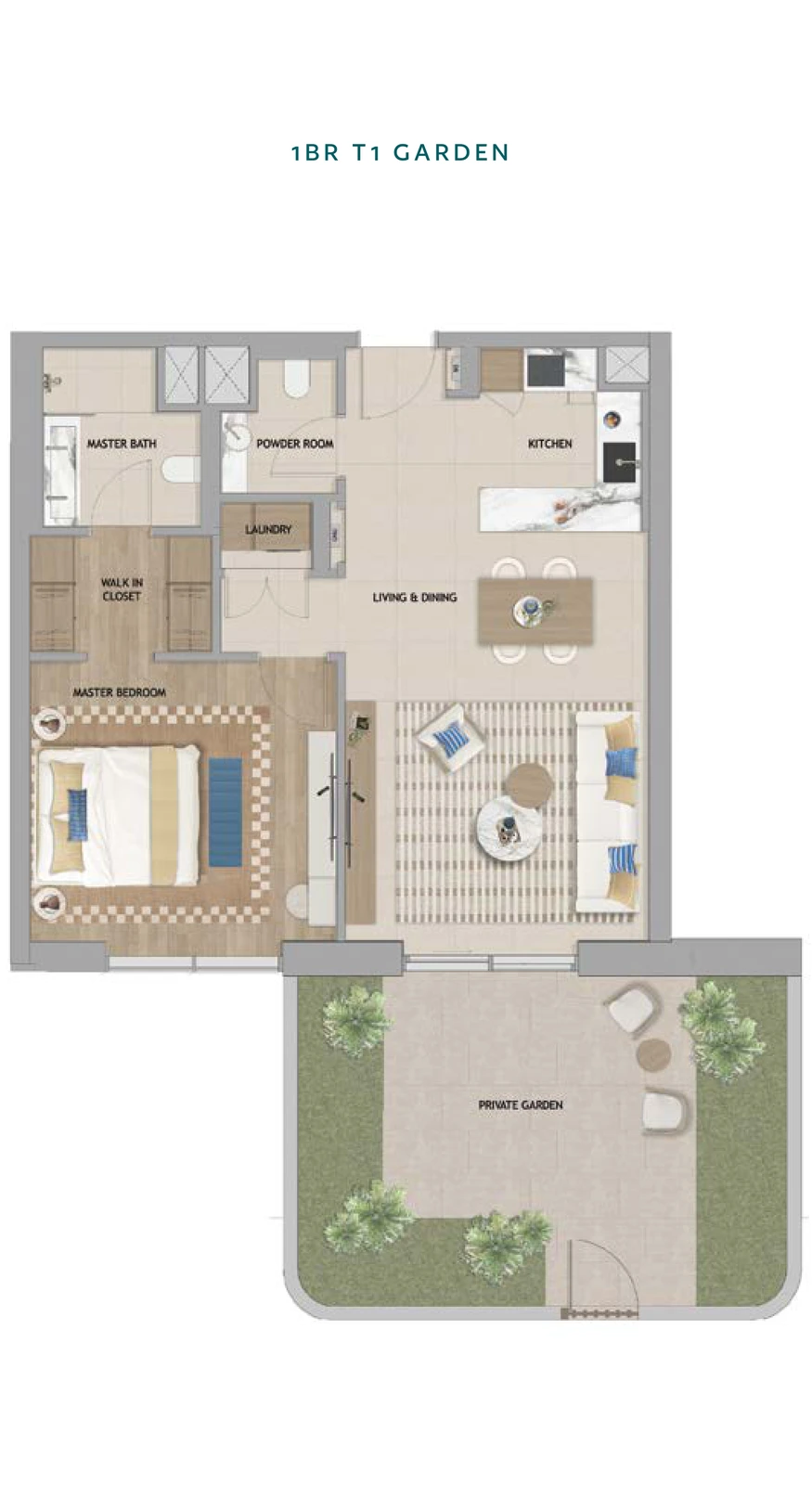 Floor plan for 1 Bedroom T1 Garden