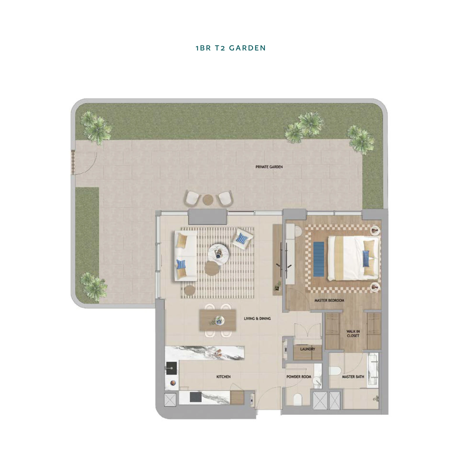 Floor plan for 1 Bedroom T2 Garden
