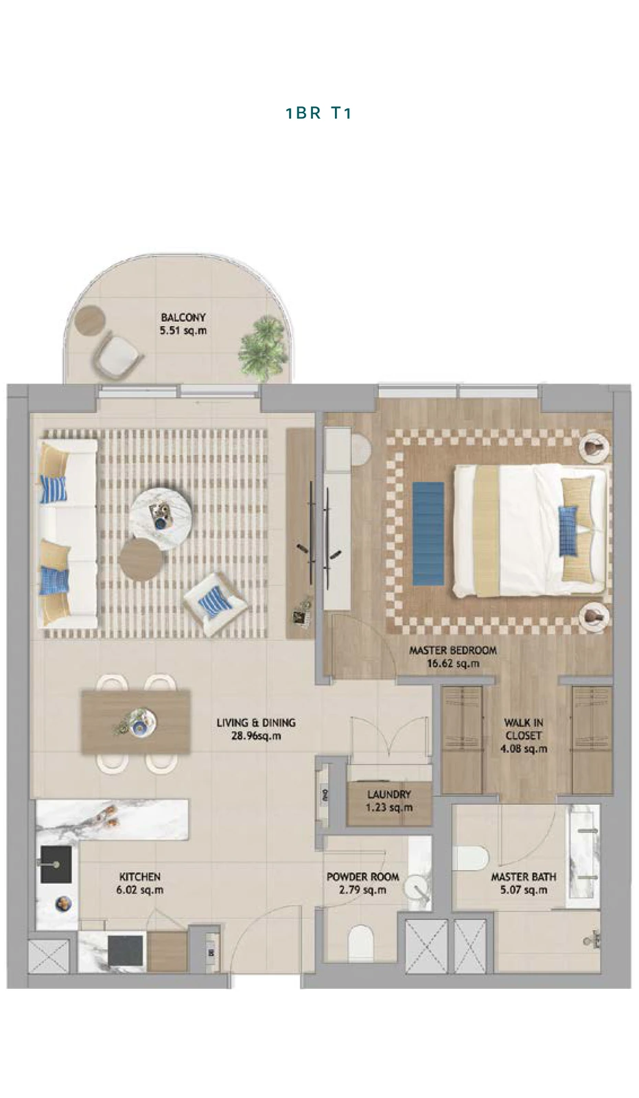 Floor plan for 1 Bedroom T1