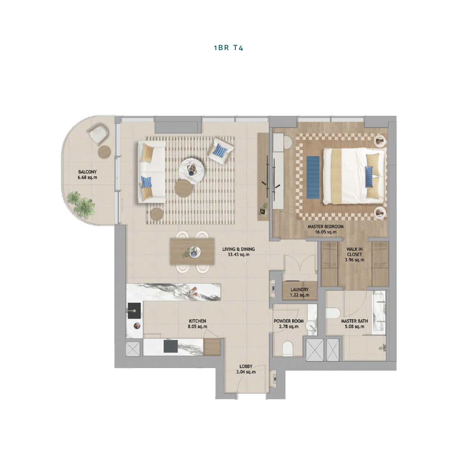 Floor plan for 1 Bedroom T4