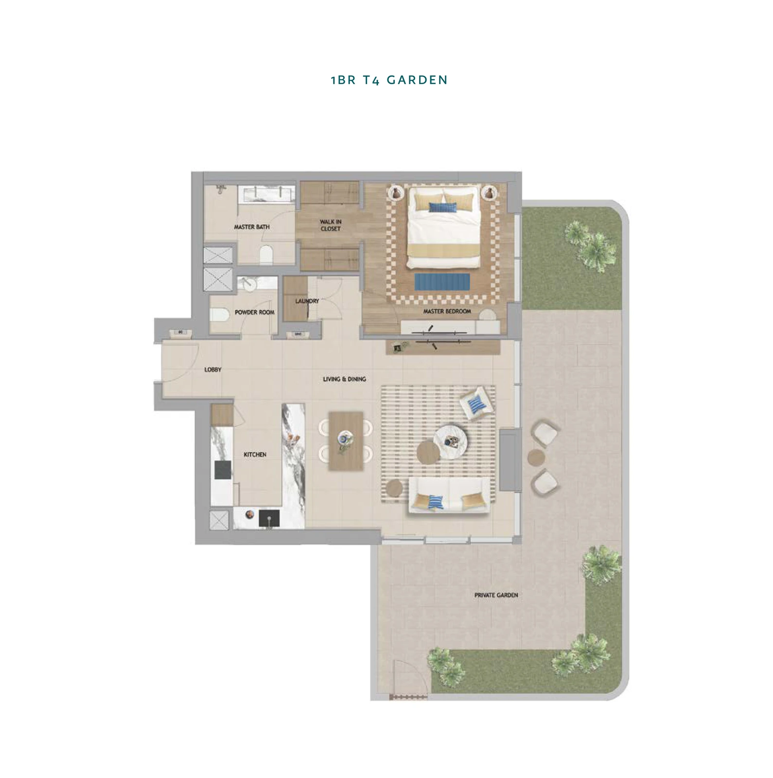 Floor plan for 1 Bedroom T4 Garden