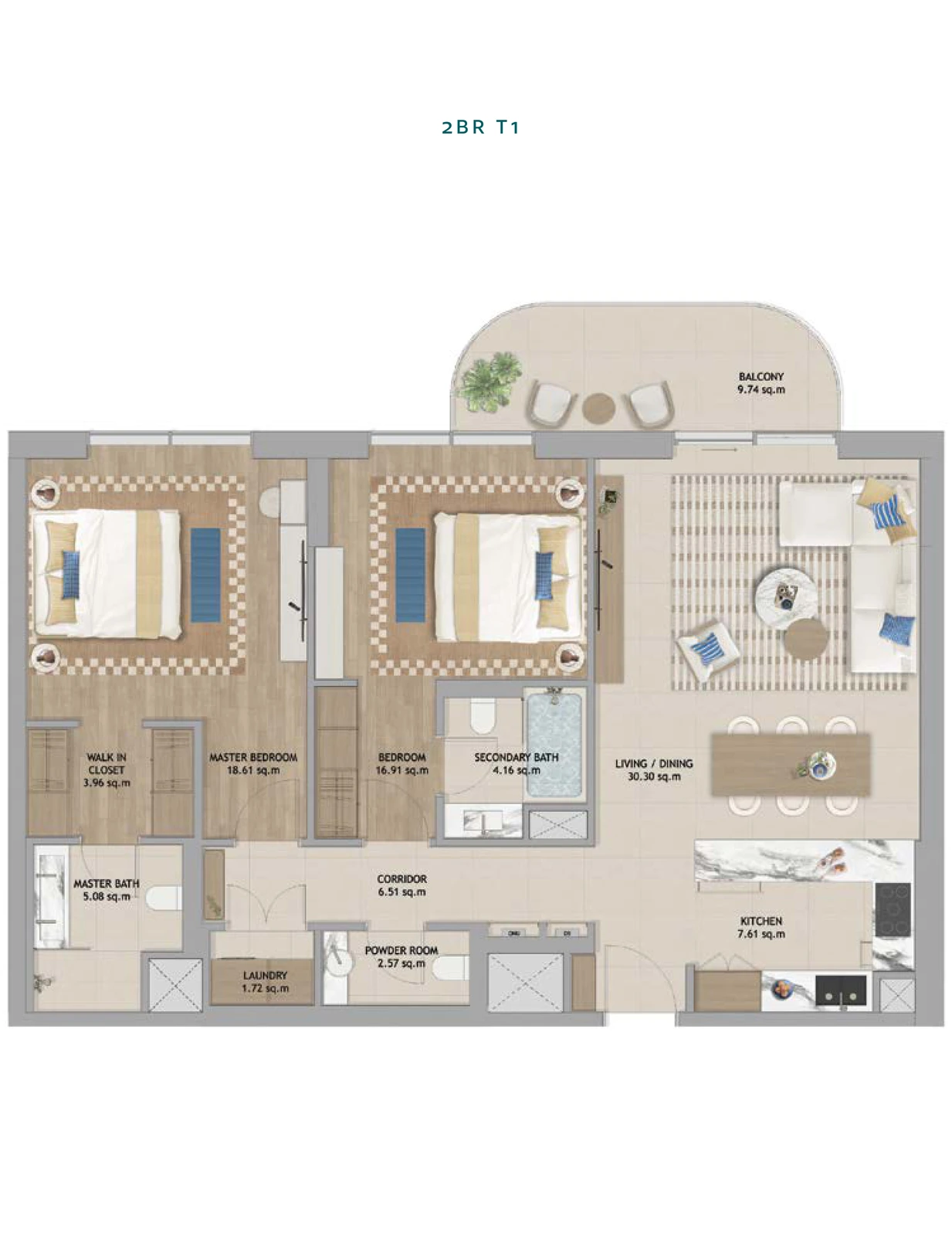 Floor plan for 2 Bedroom T1