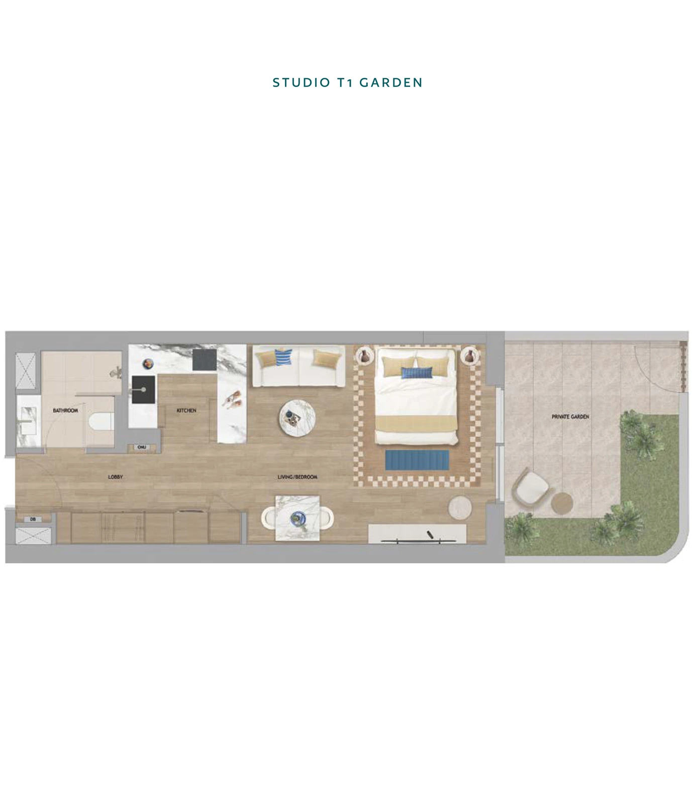 Floor plan for Studio T1 Garden