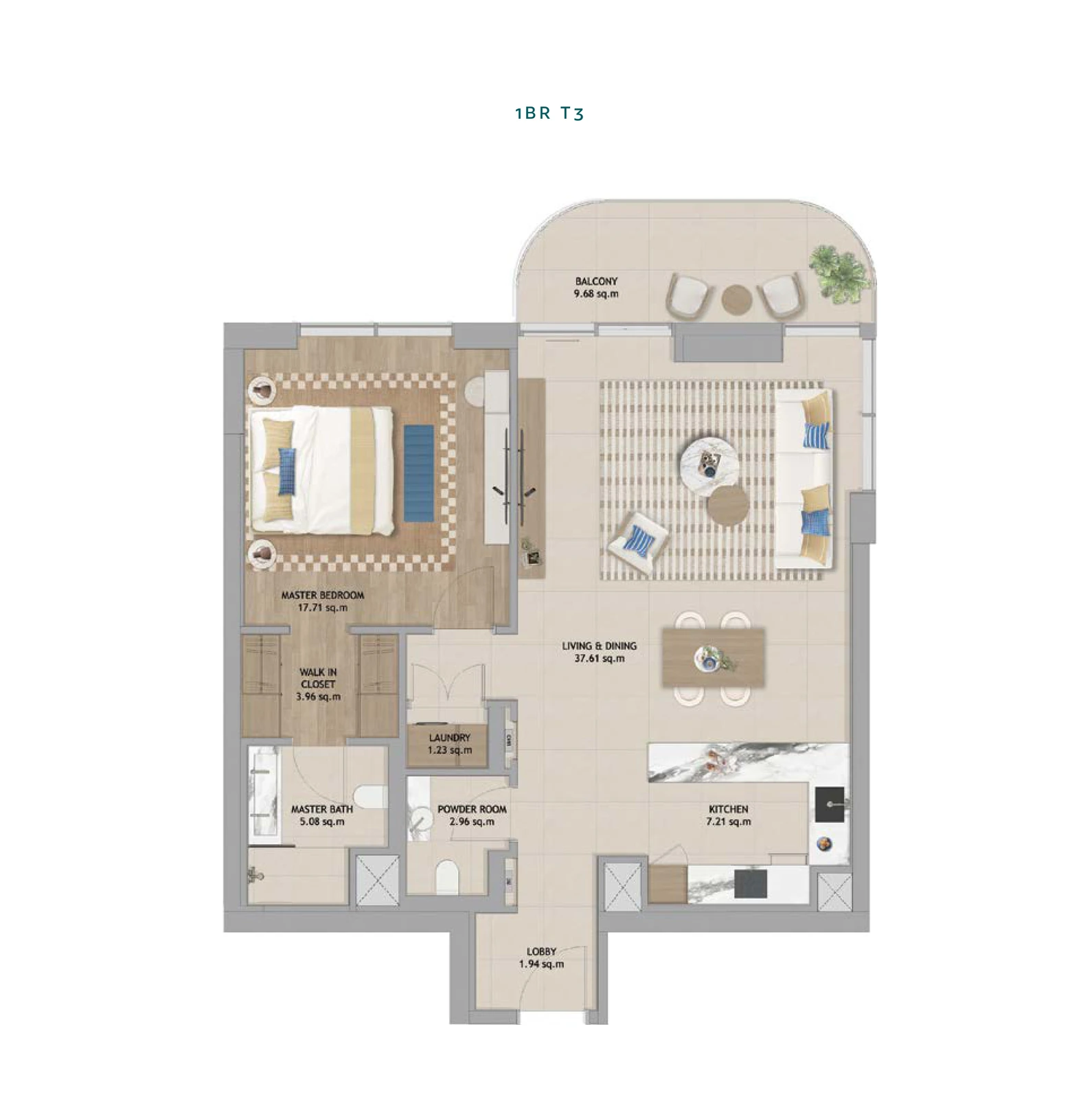 Floor plan for 1 Bedroom T3