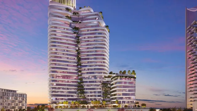 Rivage waterfront exterior at sunset on Al Reem Island