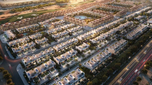 Aerial view of Aila Homes within Al Hamra Village