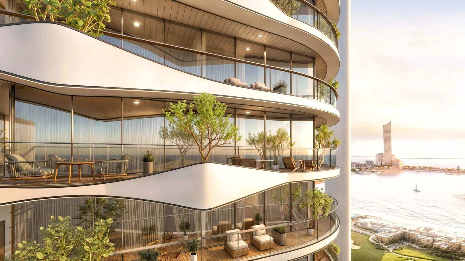 Curved balconies and upper-level views at Colibri Views
