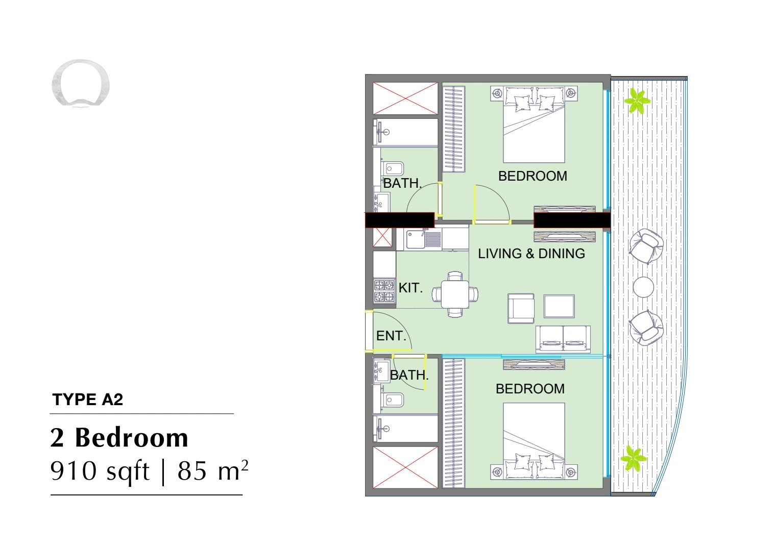 Floor plan for Type A2