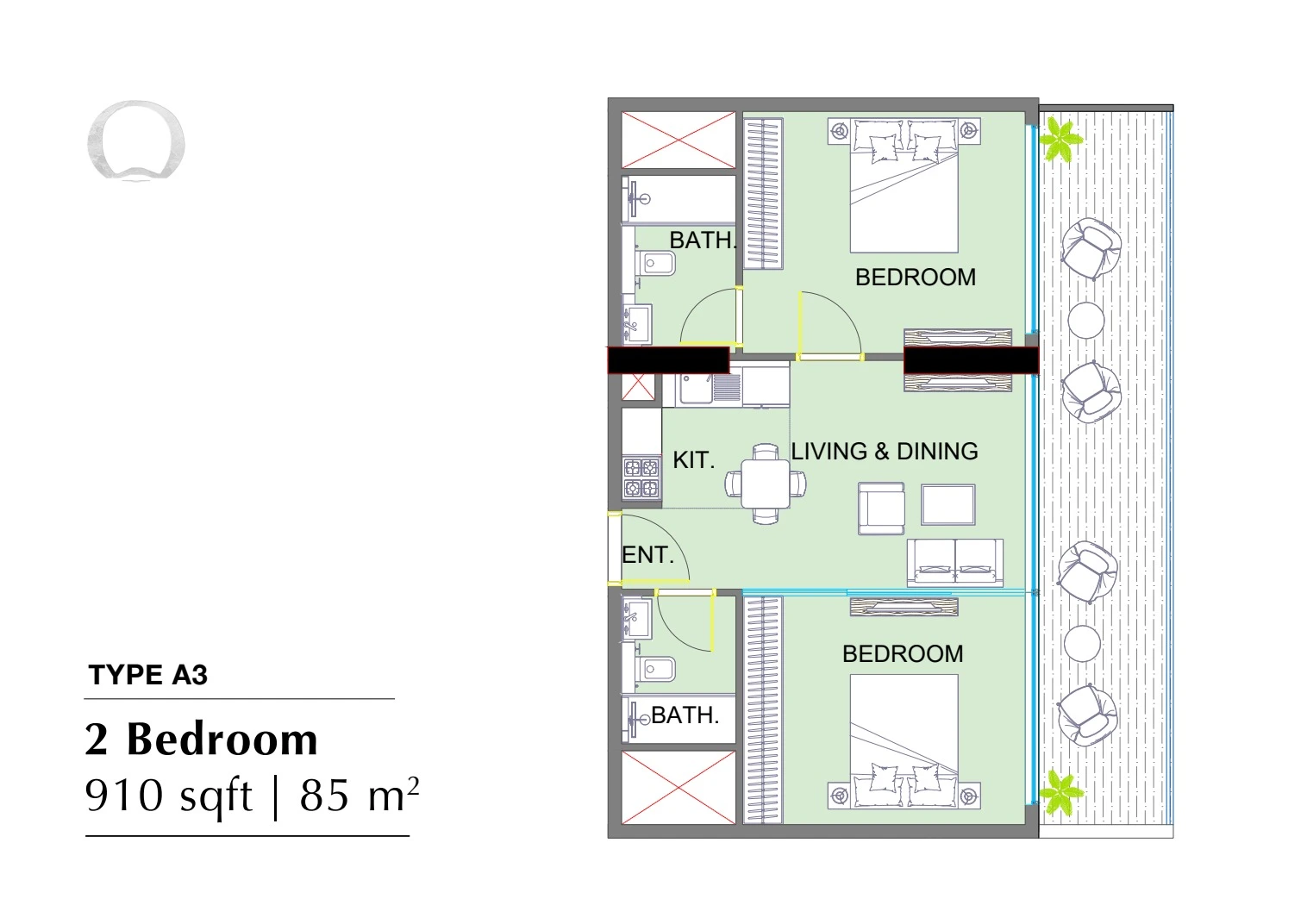 Floor plan for Type A3