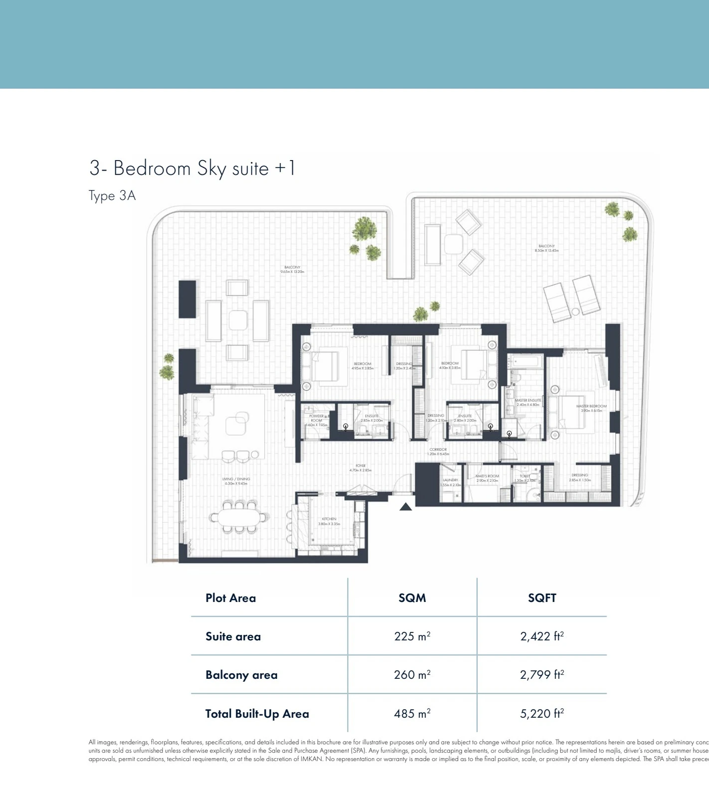 Floor plan for Sky Suite + 1 · Type 3A