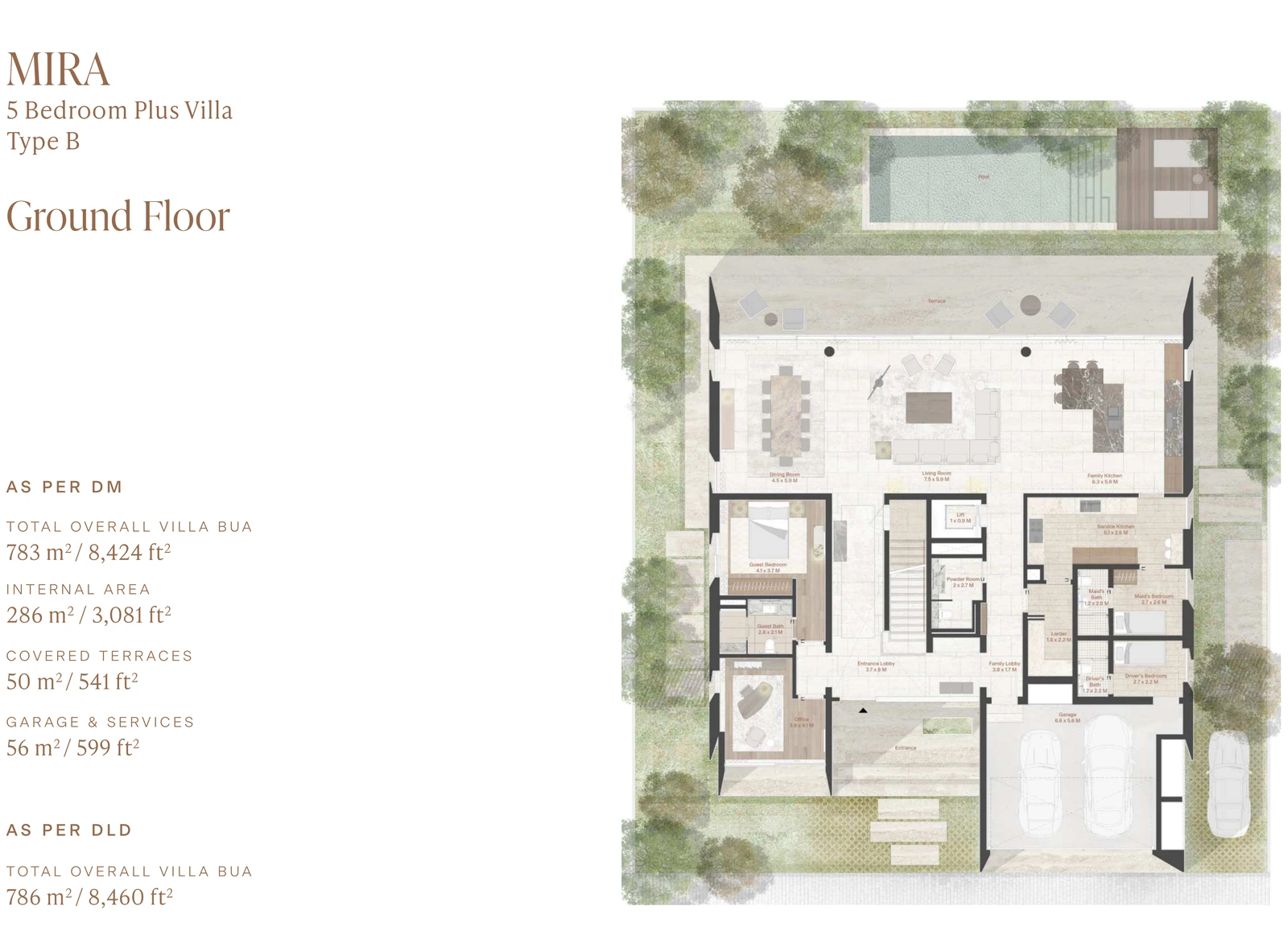 Eden Hills 5-bedroom Mira villa ground-floor plan, 8,424 sq ft