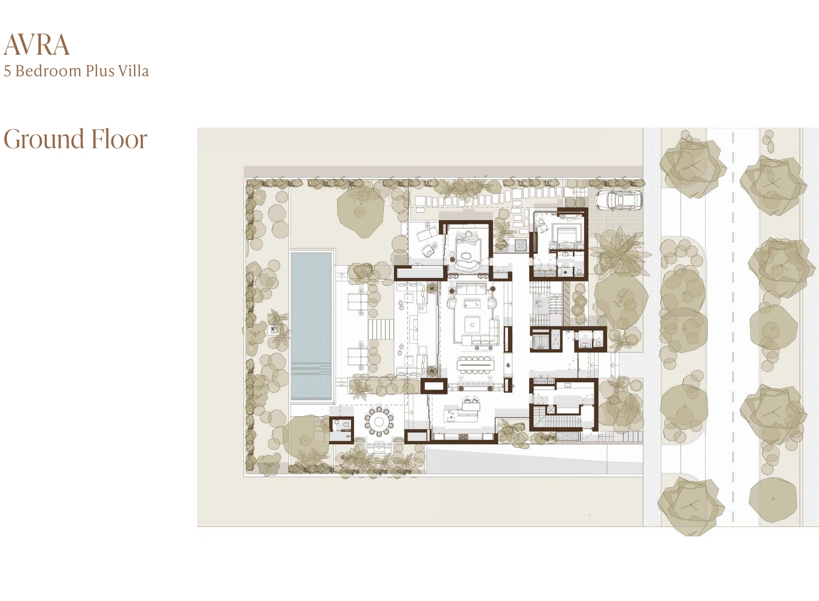 Eden Hills 5-bedroom Avra villa ground-floor plan, 16,050 sq ft