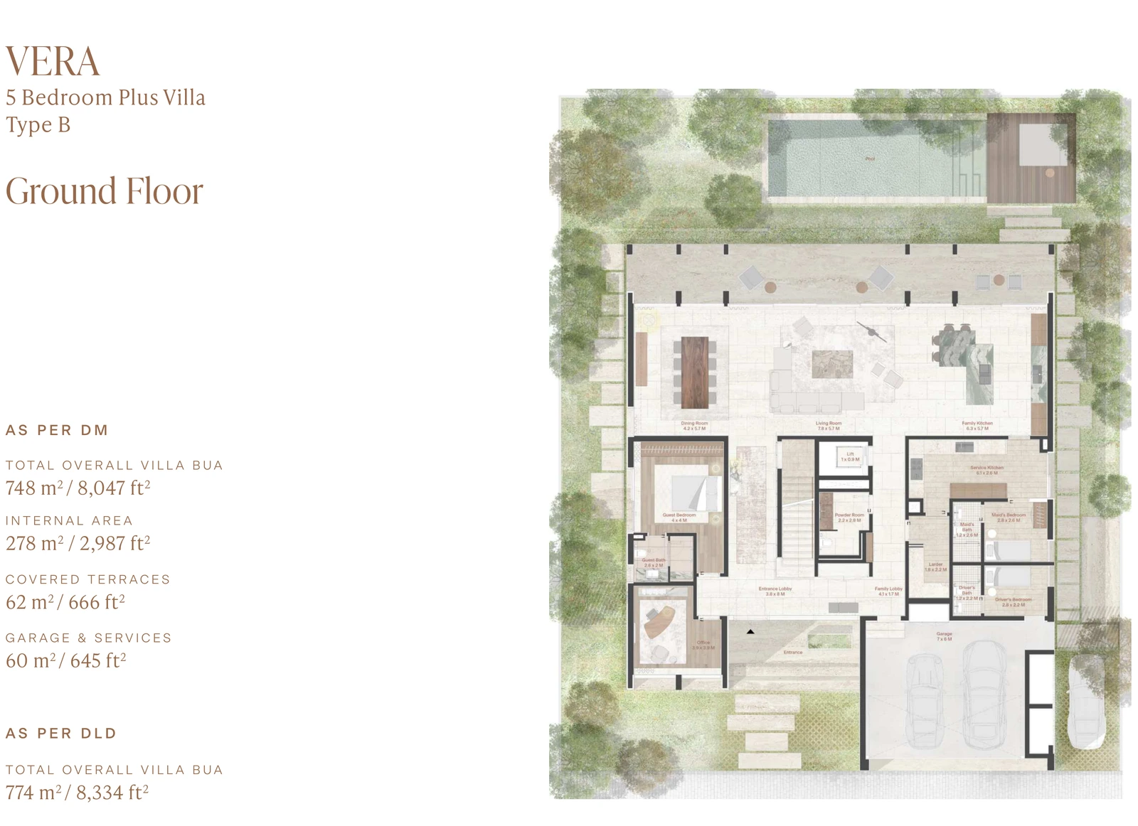 Eden Hills 5-bedroom Vera villa ground-floor plan, 8,047 sq ft