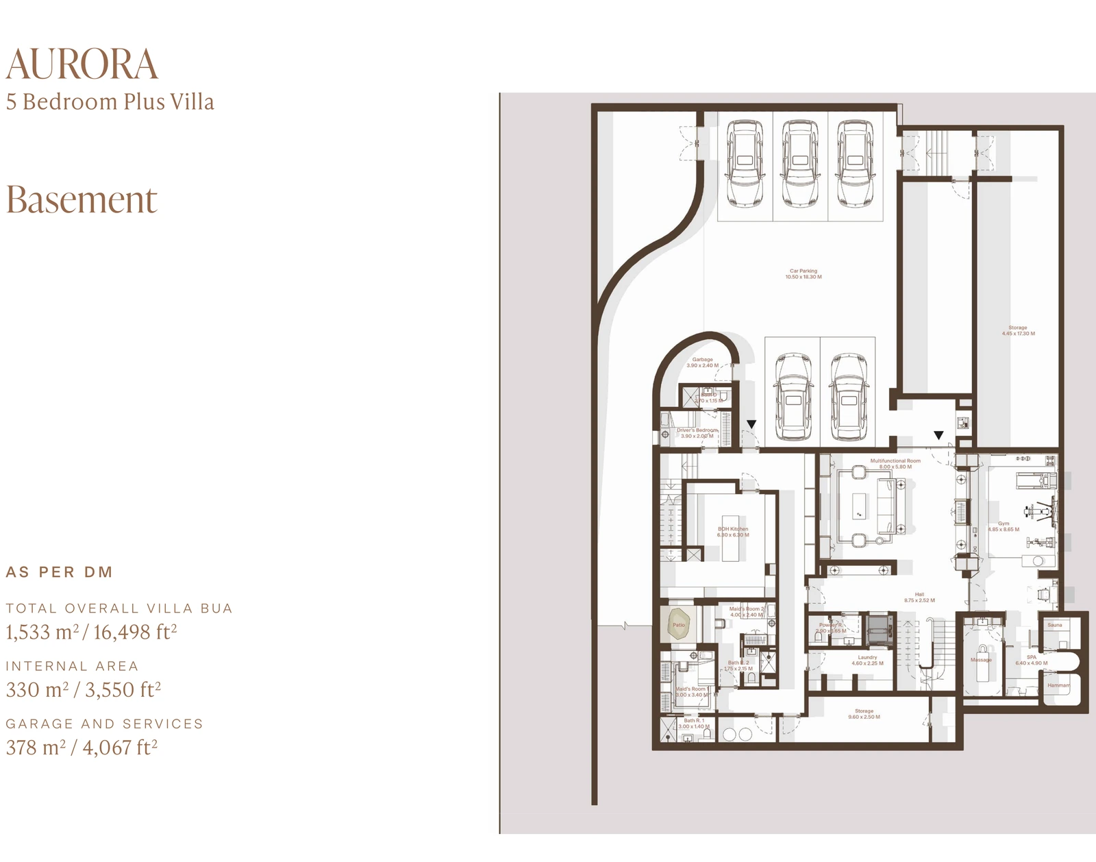 Eden Hills 5-bedroom Aurora villa floor plan for Basement, 16,498 sq ft