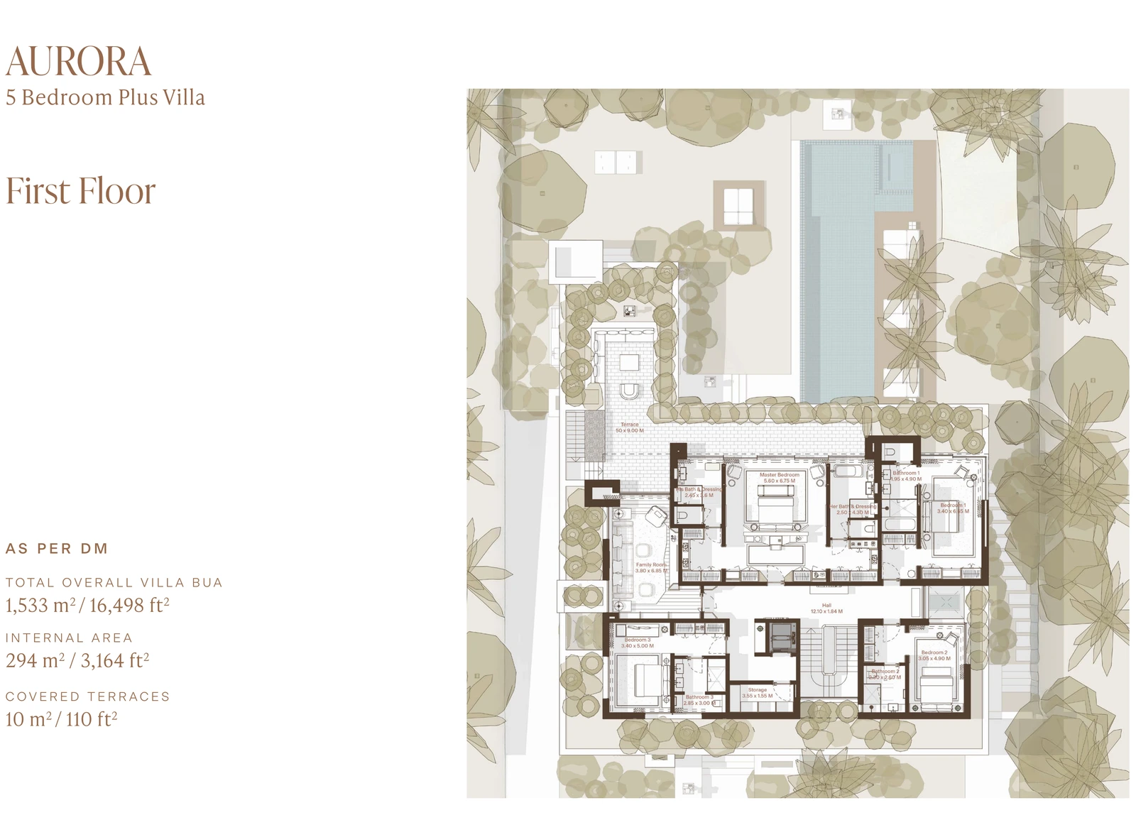 Eden Hills 5-bedroom Aurora villa first-floor plan, 16,498 sq ft