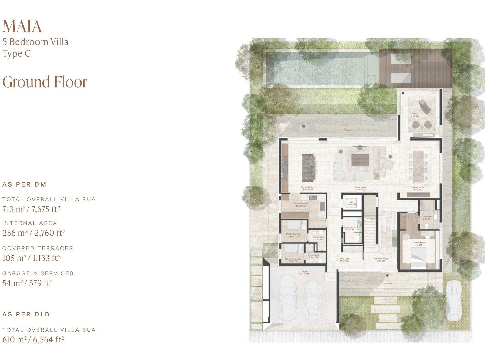 Eden Hills 5-bedroom Maia villa ground-floor plan, 7,675 sq ft