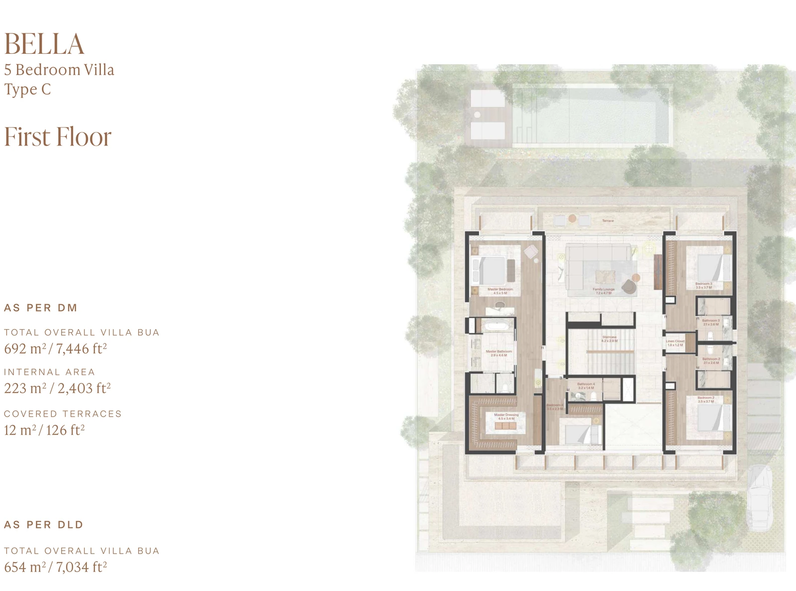 Eden Hills 5-bedroom Bella villa first-floor plan, 7,446 sq ft