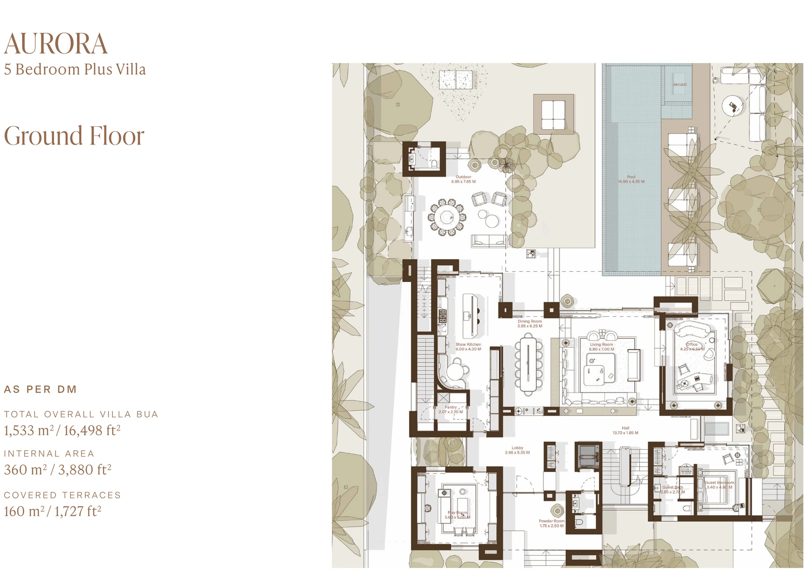 Eden Hills 5-bedroom Aurora villa ground-floor plan, 16,498 sq ft