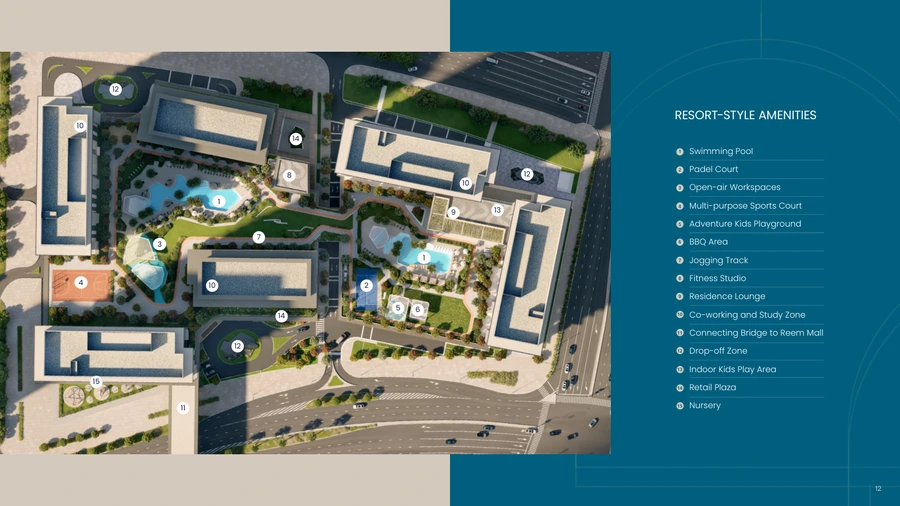 Tara Park landscaped site and amenity plan on Reem Island.