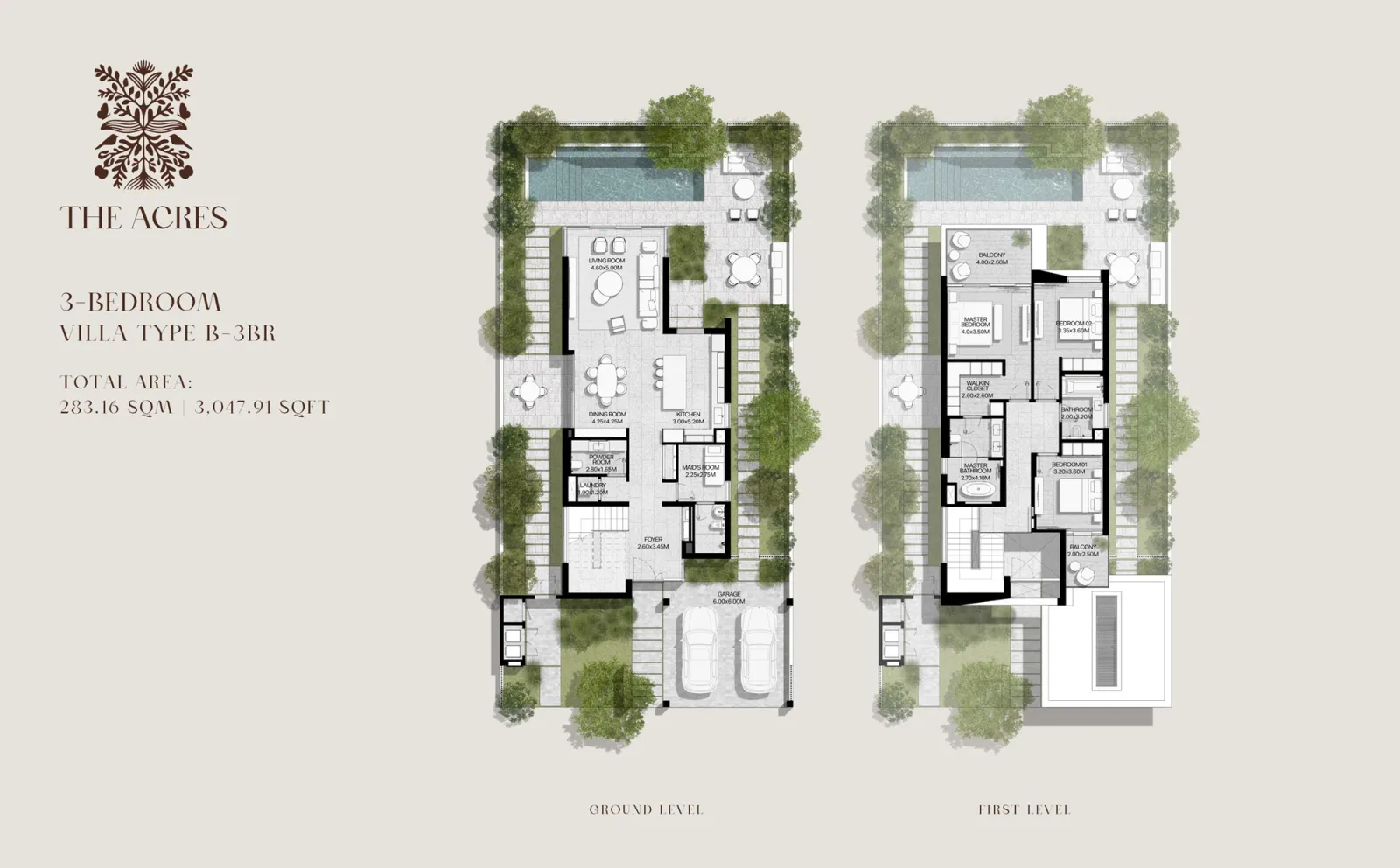 Floor plan for Type B-3BR