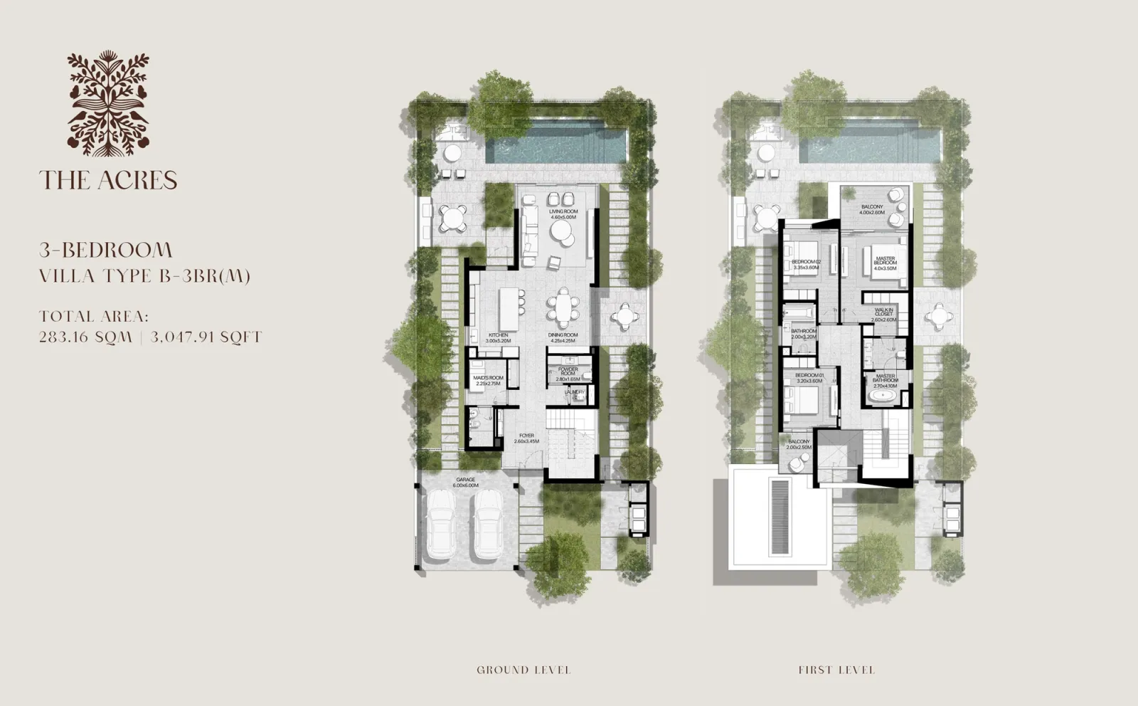 Floor plan for Type B- 3BR(M)