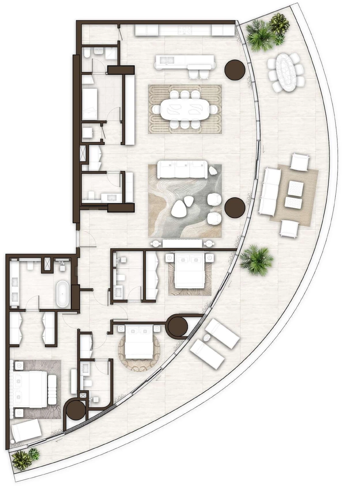 La Mer by Elie Saab 3-bedroom Type 01 with Maid apartment floor plan in Isle 1, 4,077 sq ft.