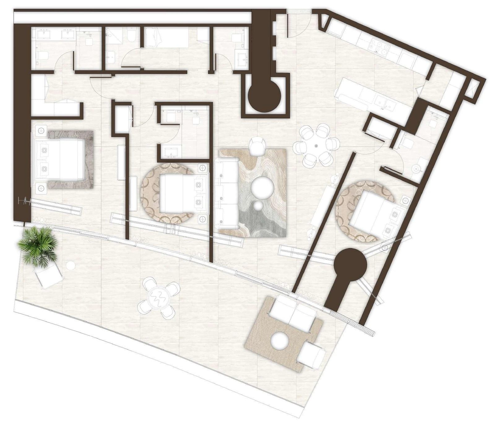 La Mer by Elie Saab 3-bedroom Type 06 & 06A with Maid apartment floor plan in Isle 1 and Isle 2, 2,562 sq ft.