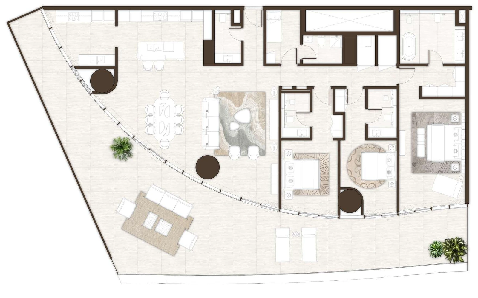 La Mer by Elie Saab 3-bedroom Type 04 with Maid apartment floor plan in Isle 2, 3,904 sq ft.