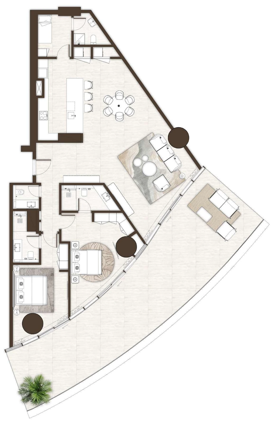 La Mer by Elie Saab 2-bedroom Type 01 & 01A with Maid apartment floor plan in Isle 1, Isle 2 and Isle 3, 2,638 sq ft.