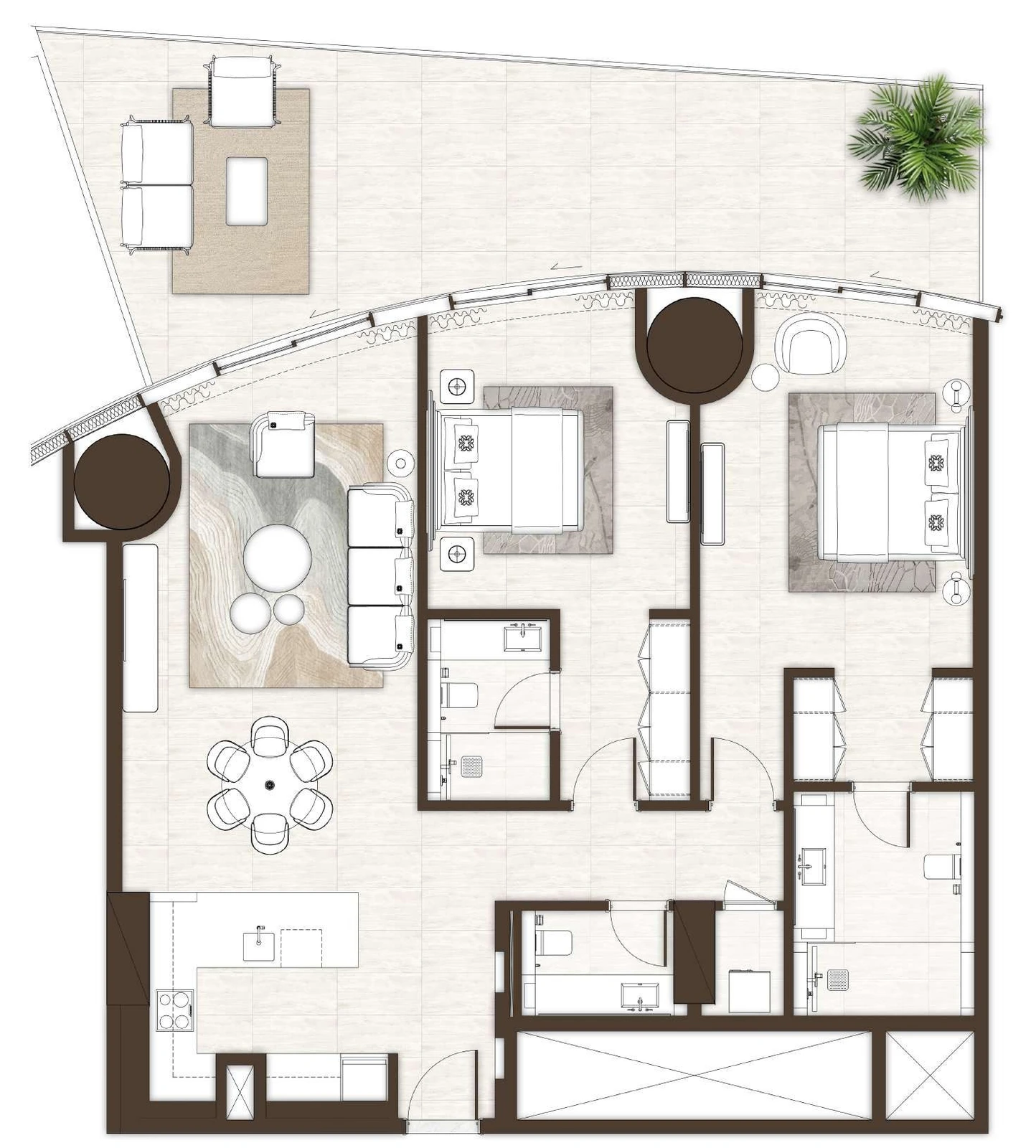 La Mer by Elie Saab 2-bedroom Type 09 apartment floor plan in Isle 2, 2,026 sq ft.