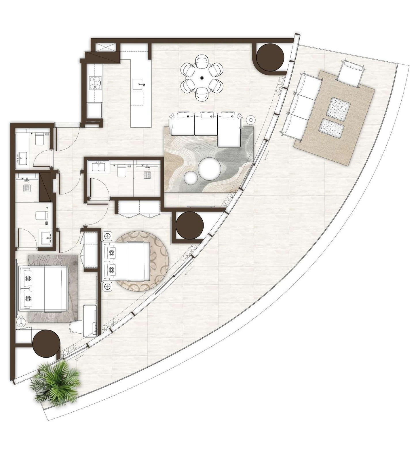 La Mer by Elie Saab 2-bedroom Type 08 & 08A apartment floor plan in Isle 1 and Isle 2, 1,986 sq ft.