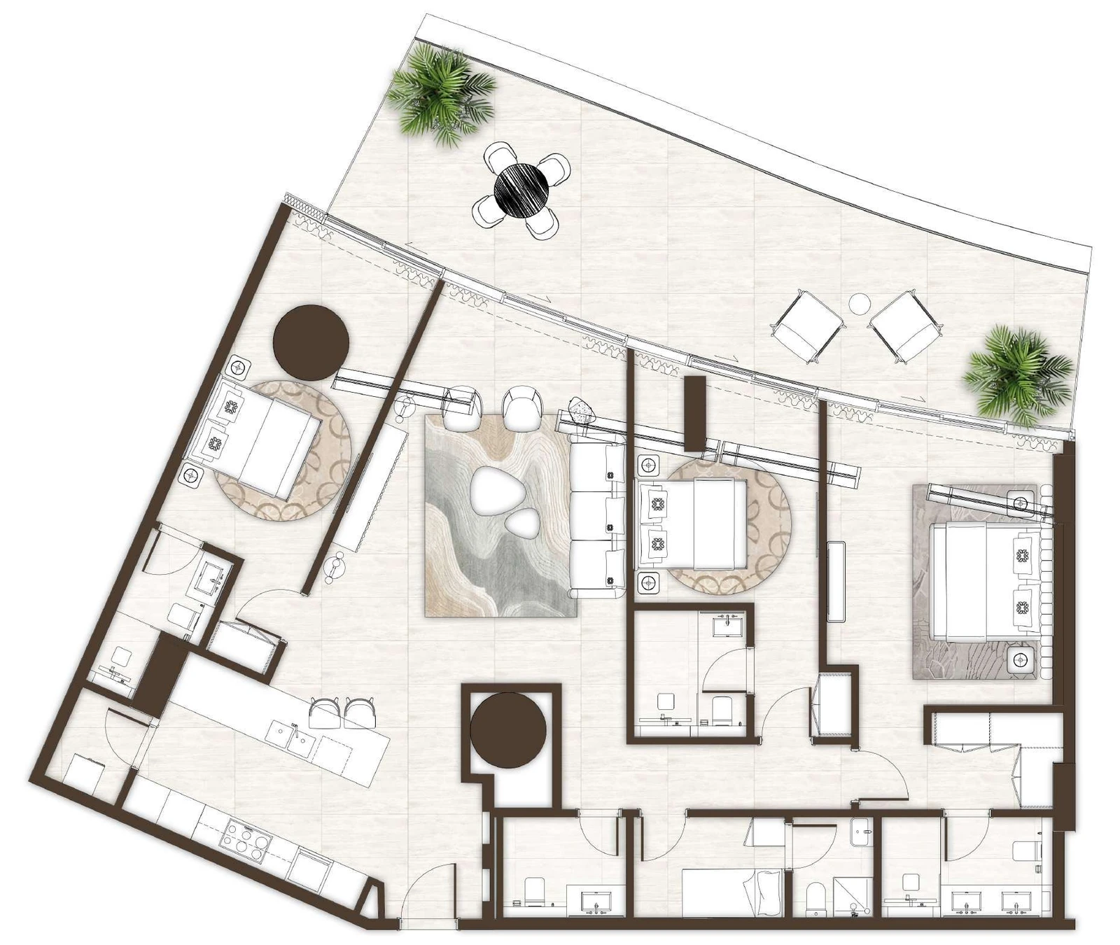 La Mer by Elie Saab 3-bedroom Type 08 with Maid apartment floor plan in Isle 2 and Isle 3, 2,527 sq ft.