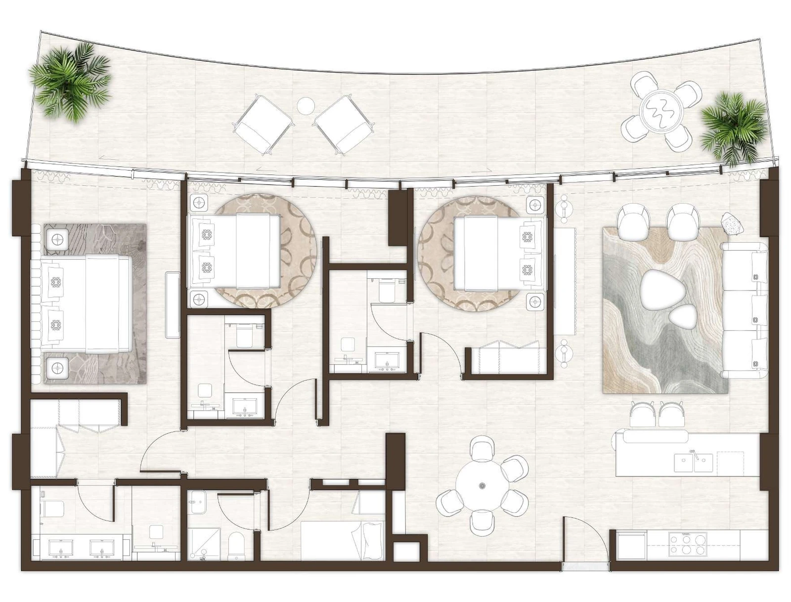 La Mer by Elie Saab 3-bedroom Type 09 with Maid apartment floor plan in Isle 2, 2,031 sq ft.