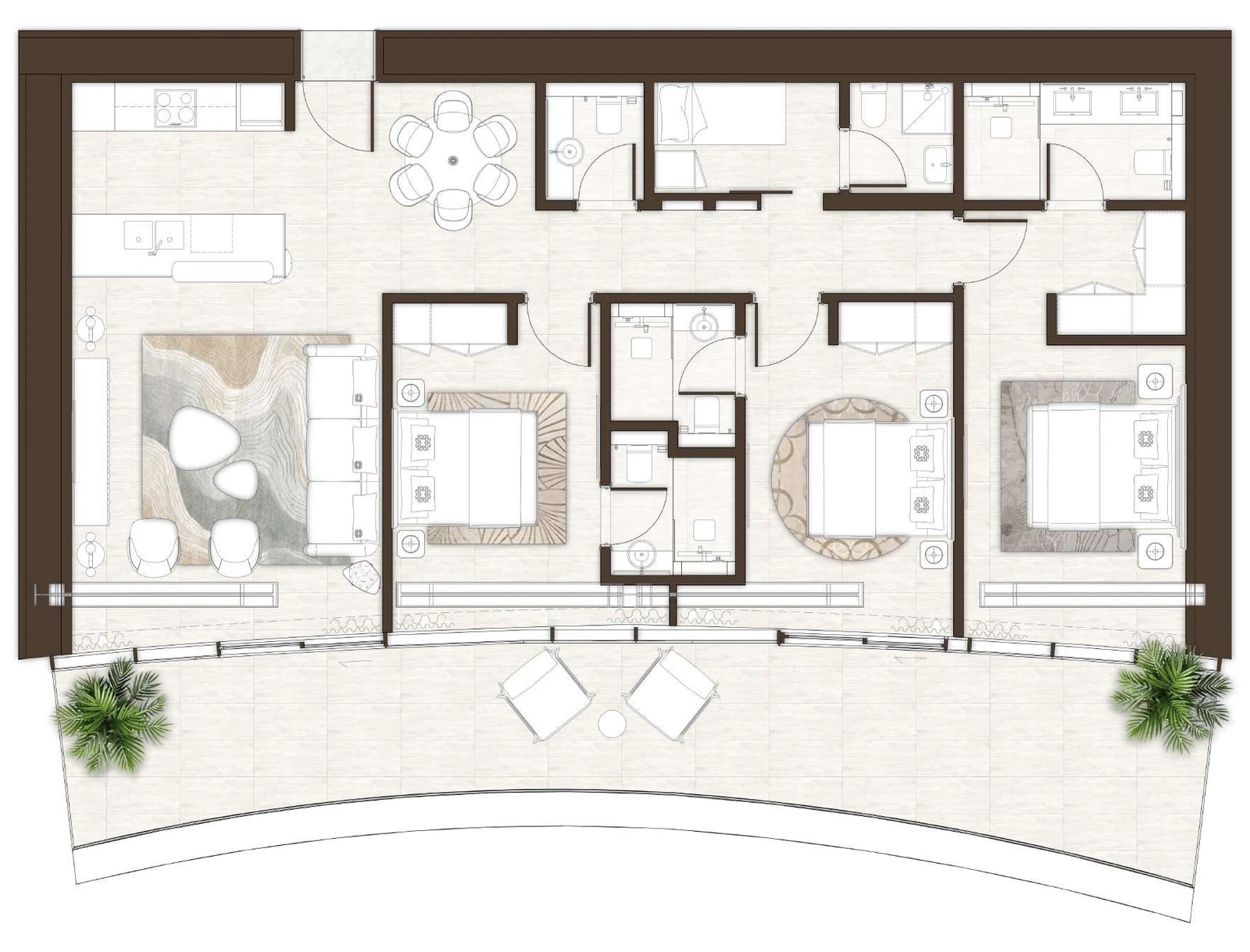 La Mer by Elie Saab 3-bedroom Type 07 & 07A with Maid apartment floor plan in Isle 2, 1,918 sq ft.