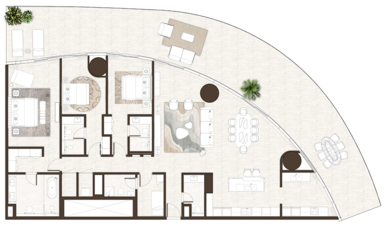 La Mer by Elie Saab 3-bedroom Type 05 with Maid apartment floor plan in Isle 1, 3,936 sq ft.